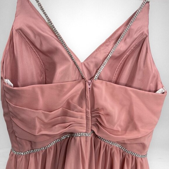 CHRISTINA WU‎ 6 Chiffon Mauve Gown With Rhinestone Straps & Waistline Bridesmaid - Picture 5 of 8